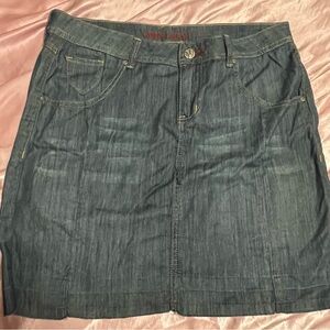 Worn Jeans Denim Mini Skirt Womens Size 10 Blue Jean Skirt Front Zip Y2K